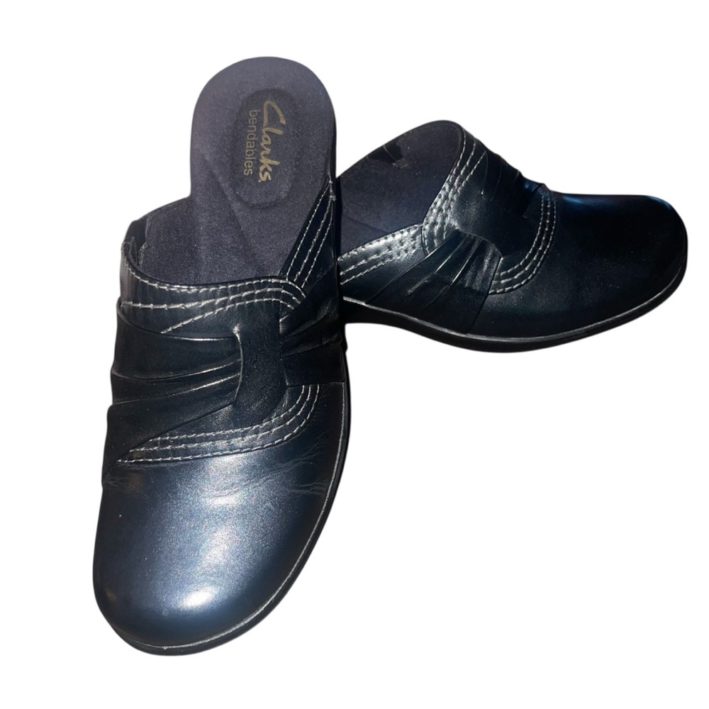 Clarks Bendables Women's Leather Slip On Clog Size 6.5 Black Comfort Shoe…New - Picture 3 of 9